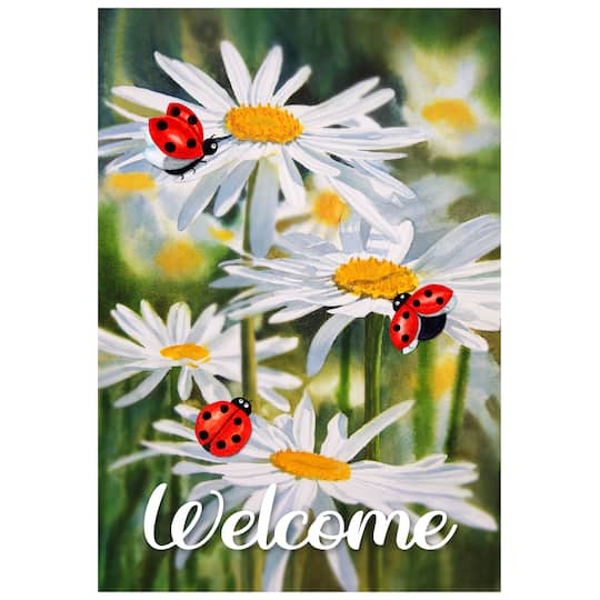 Welcome Ladybug &#x26; Daisy Outdoor Garden Flag